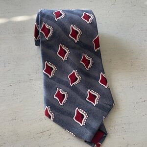 John Weitz Neck Tie 100% imported silk made in the USA 4x56” gray & red abstract
